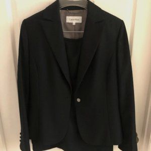 Calvin Klein Navy Blue Classic Skirt Suit